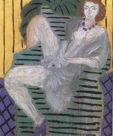 Woman in an Armchair Blue and Yellow Background (mk35), Henri Matisse
